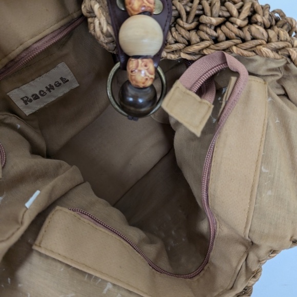 Woven Beach Bag Shoulder Hobo Big Slouchy Wicker Straw Beaded Braided Y2K - Picture 2 of 6